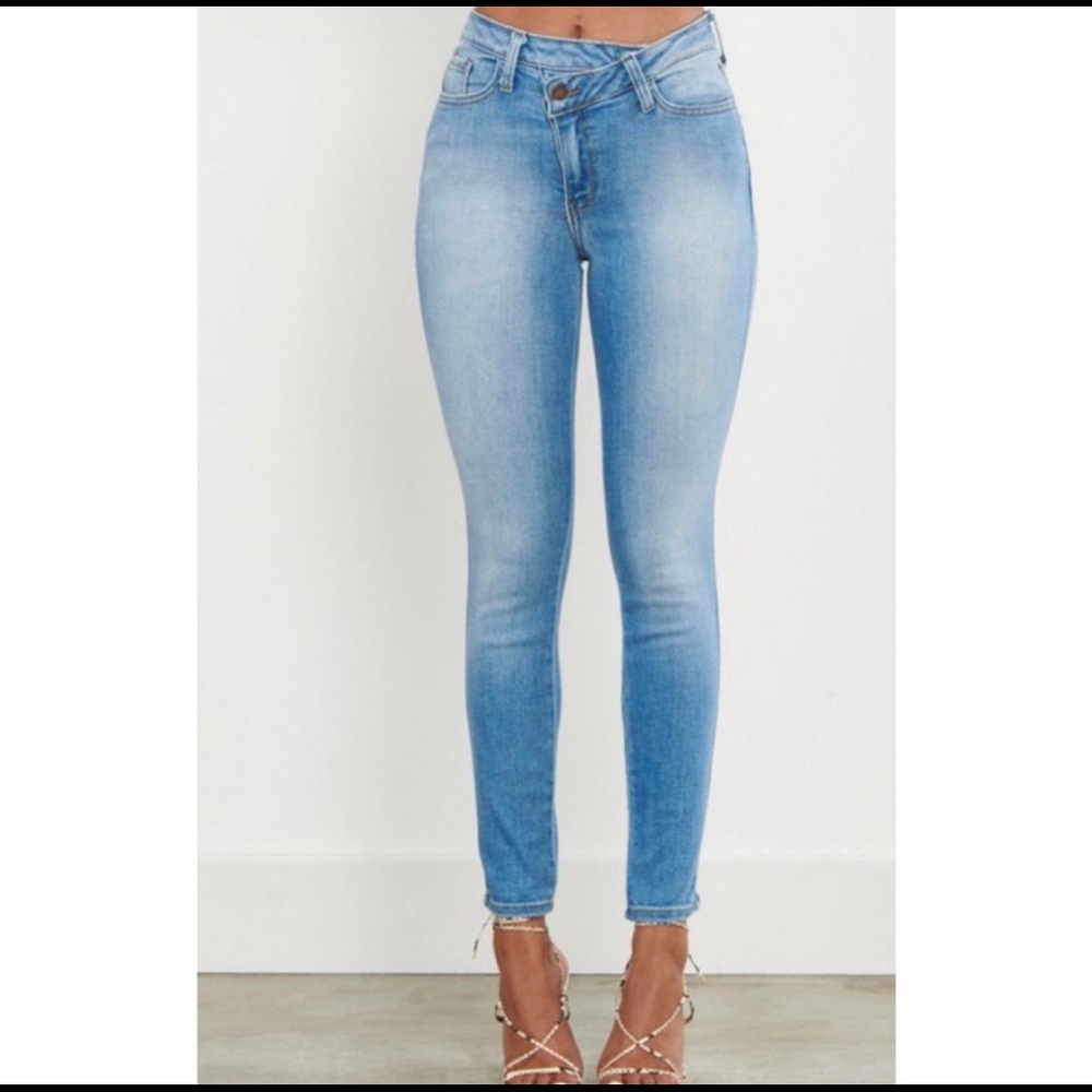 Asymmetric jeans light stone